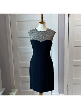 Pamella Roland Vintage Black Beaded Cocktail Dress, Size 8